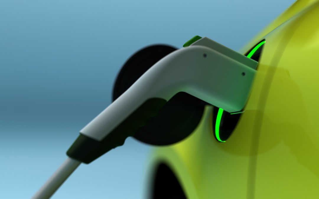 An electric car is being charged